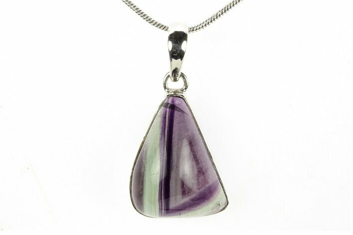 Banded Fluorite Pendant (Necklace) - Sterling Silver #278743